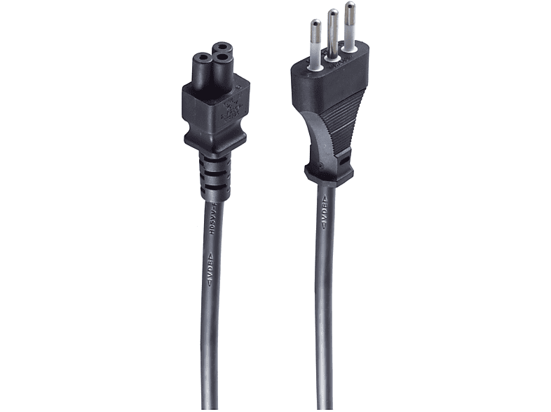 SHIVERPEAKS Italien, Stecker an PC 3pol C5, schwarz, m Stromkabel 1,8 Buchse