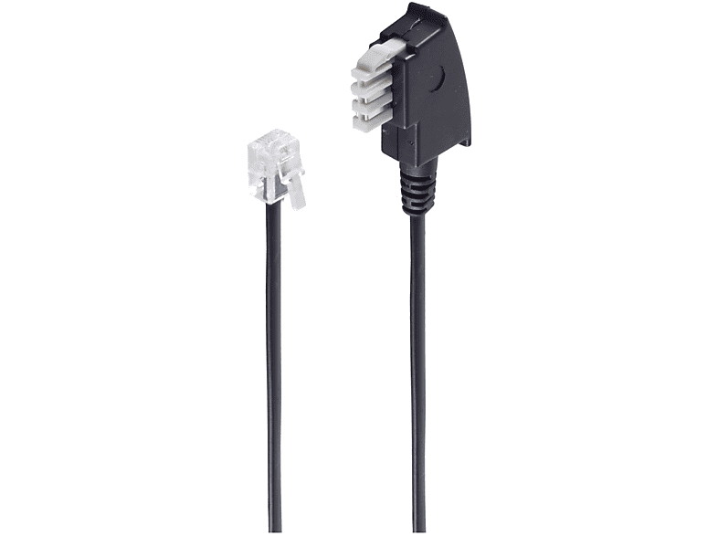 SHIVERPEAKS TAE N-Stecker / Western-Stecker 6/2 mit Brücke 3m TAE ISDN Kabel schwarz