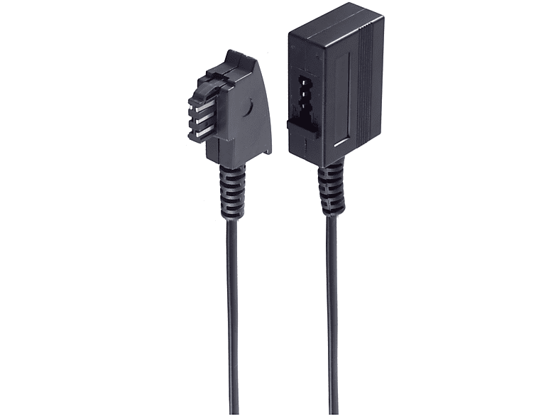 SHIVERPEAKS TAE F-Stecker / TAE F-Kupplung 6m TAE ISDN Kabel schwarz