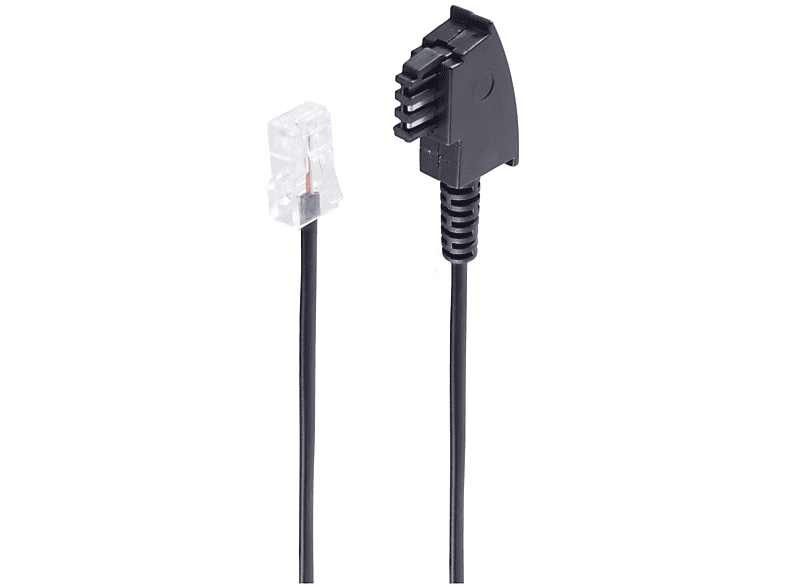 SHIVERPEAKS TAE-F-Stecker TAE Stecker schwarz ISDN 2m / Kabel RJ A-4 B-5, 45