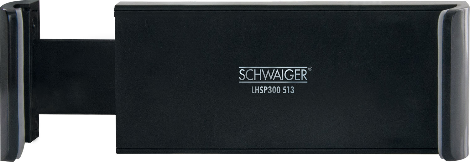 Schwarzes rechteckiges Objekt mit Text: SCHWAIGER LHSP300 513, weißer Hintergrund.