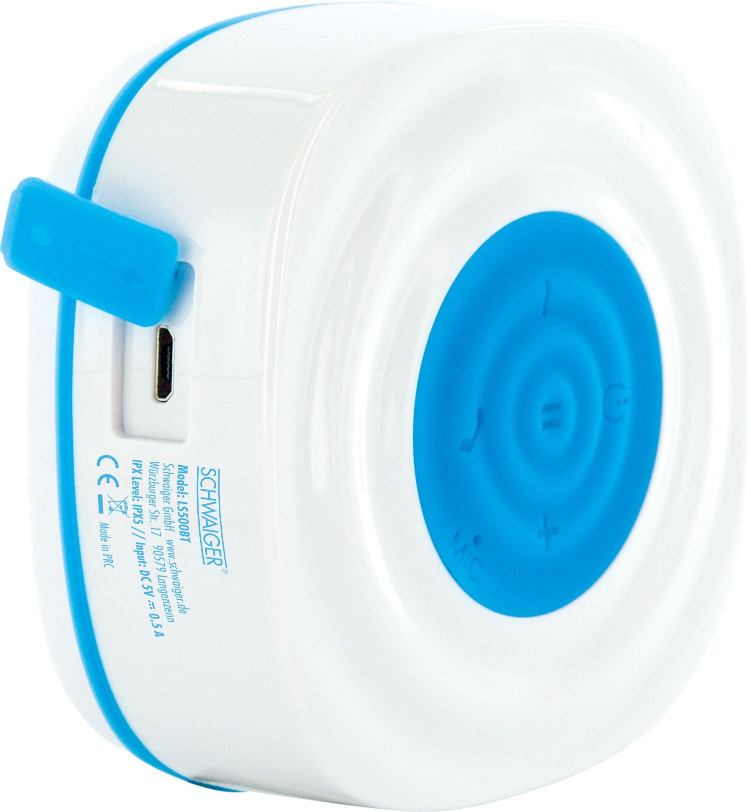 -LS500BT Saugnapf SCHWAIGER (Boombox, 512- mit Bluetooth® Lautsprecher Blau/Weiß)