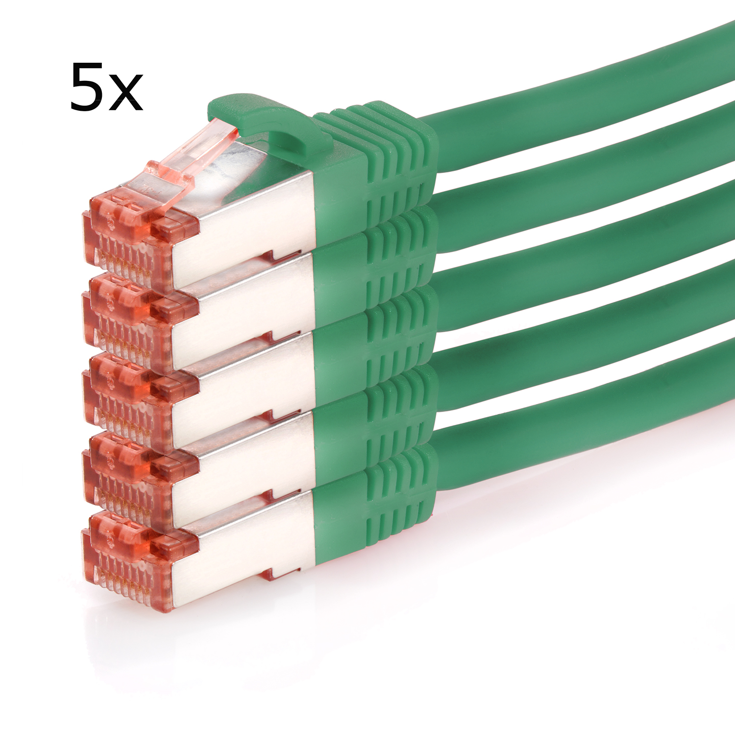 m TPFNET 2m Netzwerkkabel, Netzwerkkabel Patchkabel 5er / 2 Pack S/FTP grün, 1000Mbit,