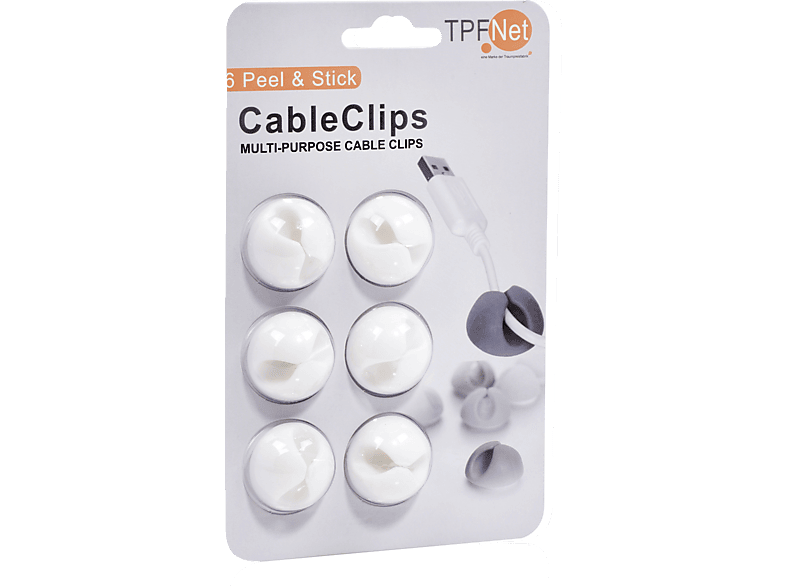 Premium Cable Clip 6 Stück, weiß Cable Clip, Weiß SATURN