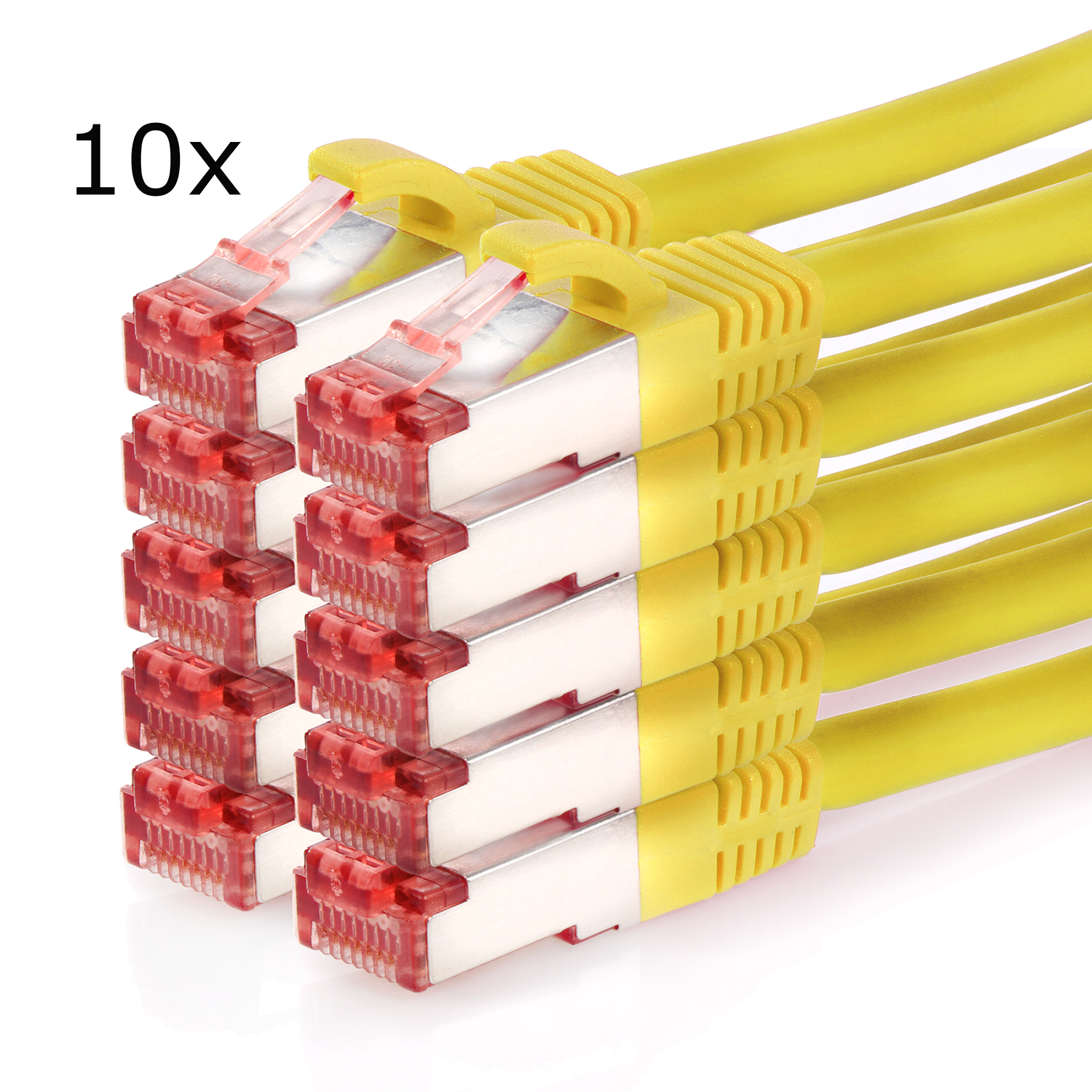 TPFNET 10er S/FTP 1,5 m Patchkabel gelb, 1000Mbit, Pack Netzwerkkabel, / Netzwerkkabel 1,5m