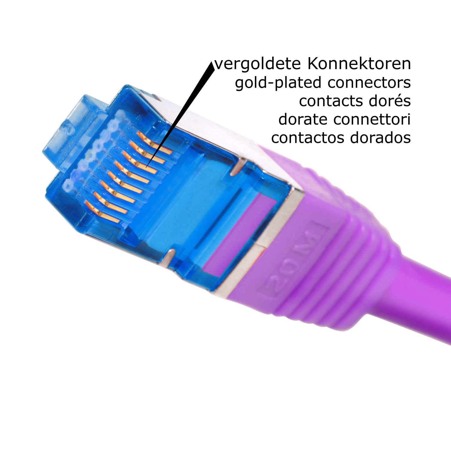 TPFNET 10er Pack 1m Netzwerkkabel, S/FTP / 10GBit, 1 violett, Patchkabel m Netzwerkkabel
