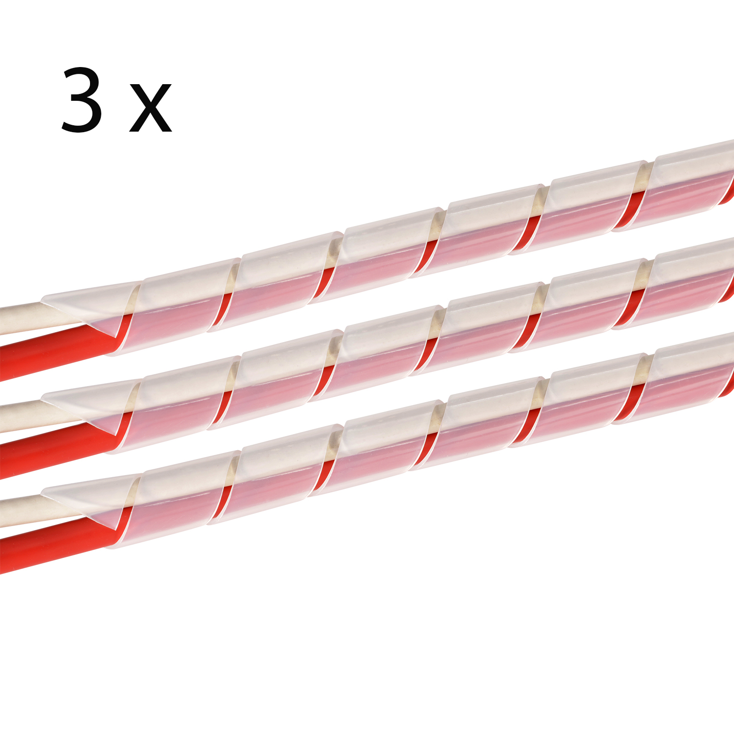 TPFNET 3er Pack Premium Spiral-Kabelschlauch Kabelschlauch, Transparent, Transparent 4-50mm, 10m