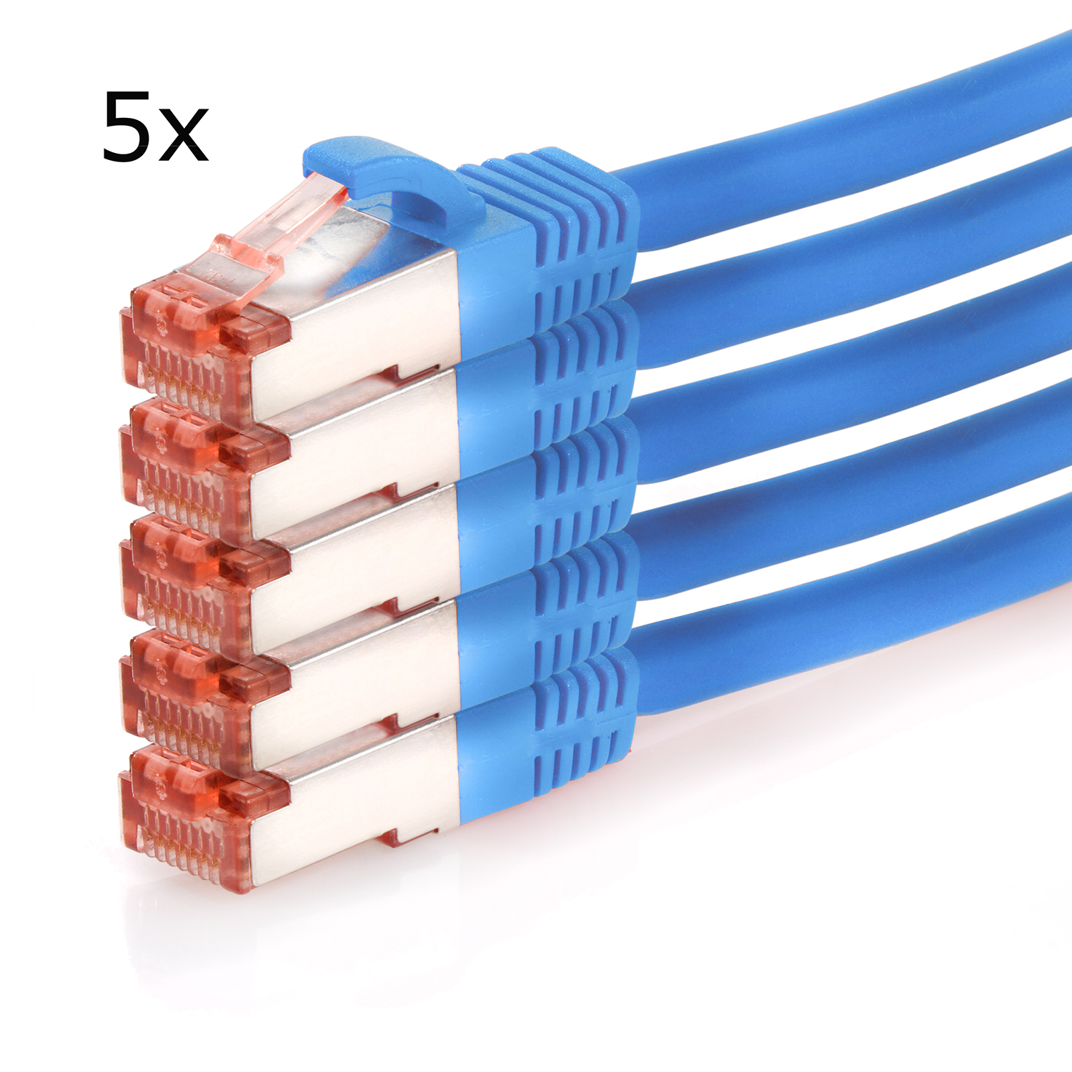 2 2m S/FTP Netzwerkkabel, Netzwerkkabel 5er Patchkabel / 1000Mbit, TPFNET blau, Pack m