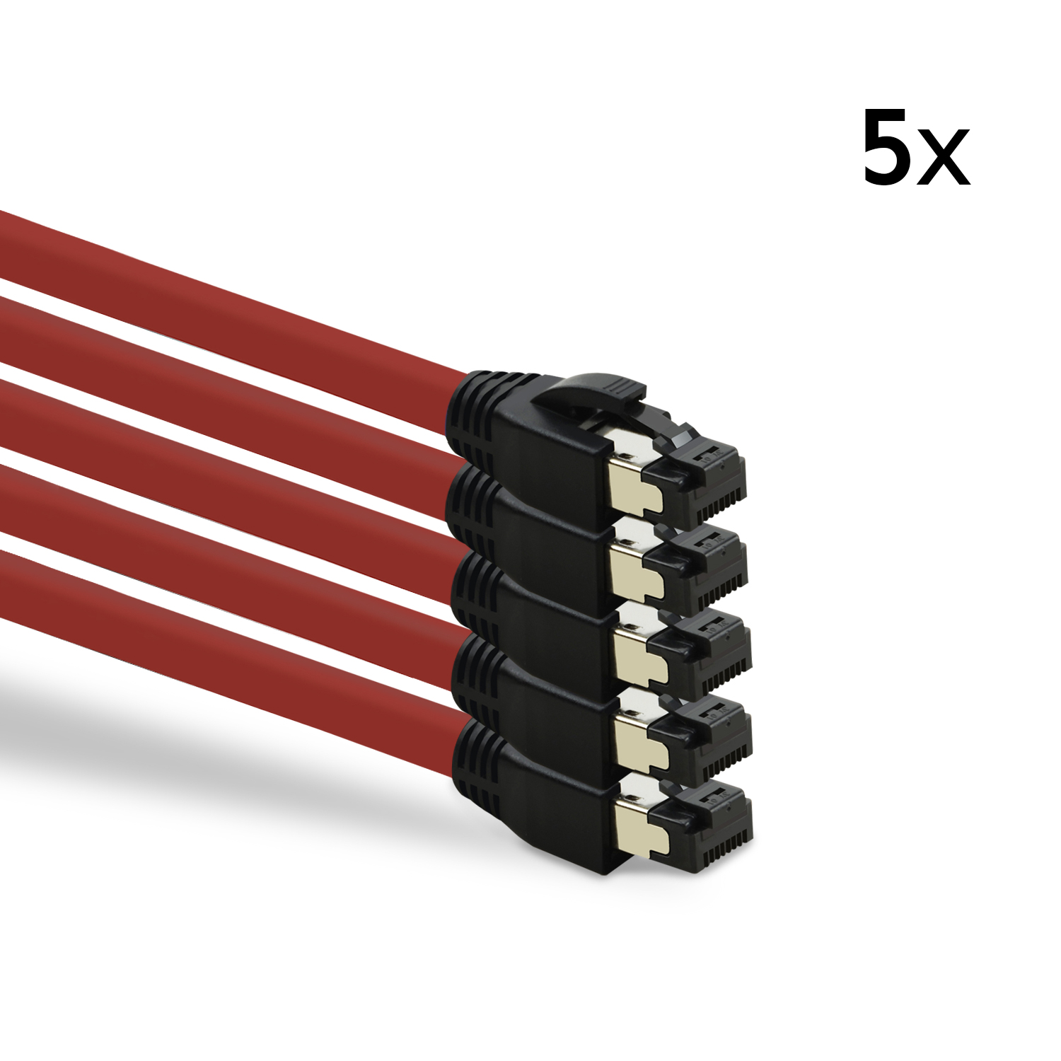 0,25m Patchkabel rot, GBit, 5er S/FTP Pack 40 Netzwerkkabel m Netzwerkkabel, 0,25 TPFNET /