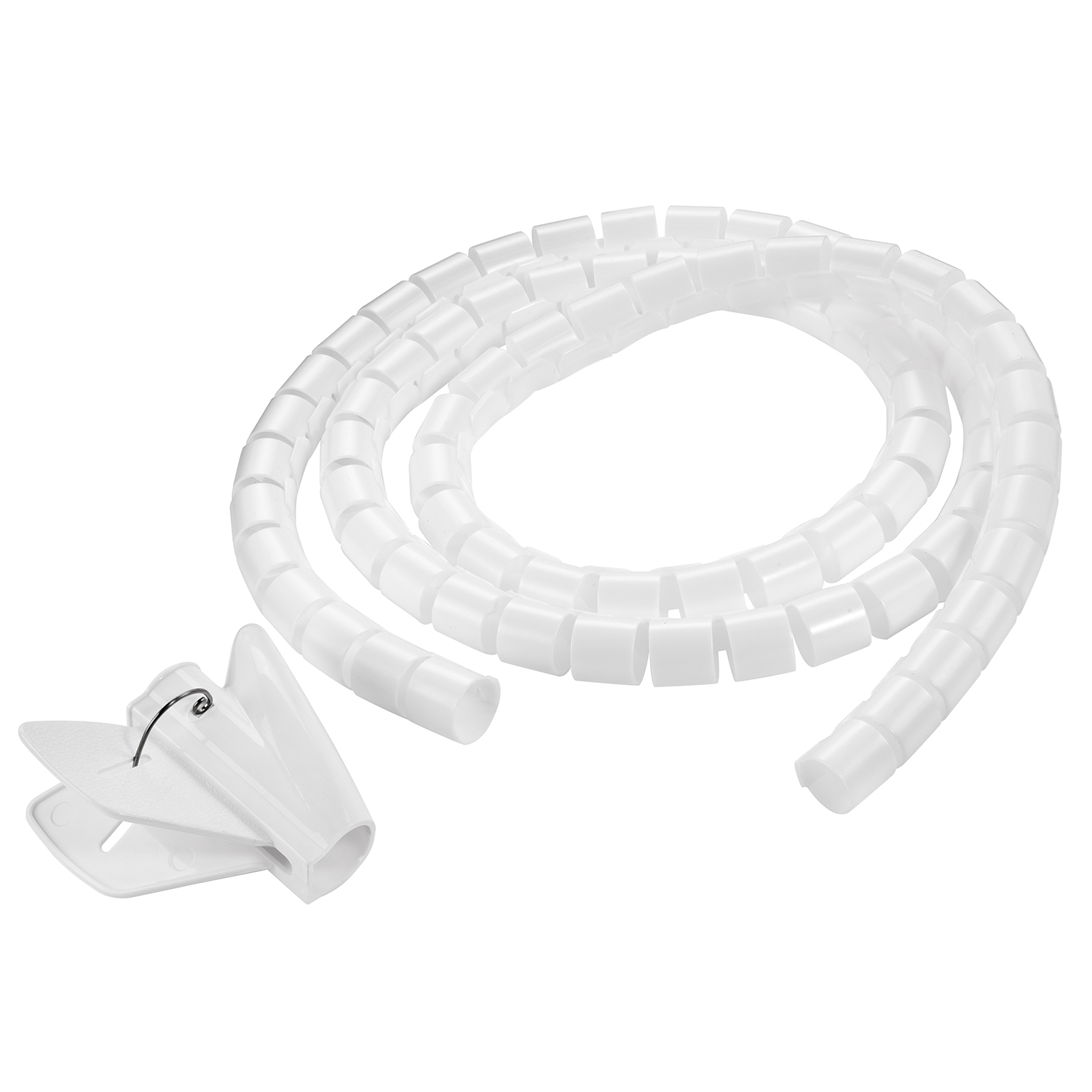 TPFNET Premium Weiß, mit Kabelschlauch, 20mm, 2m Weiß Einfädelhilfe, Spiral-Kabelschlauch