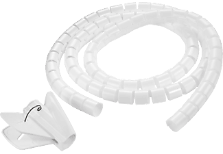 TPFNET Premium Spiral-Kabelschlauch 20mm, mit Einfädelhilfe, Weiß, 2,5m Kabelschlauch, Weiß