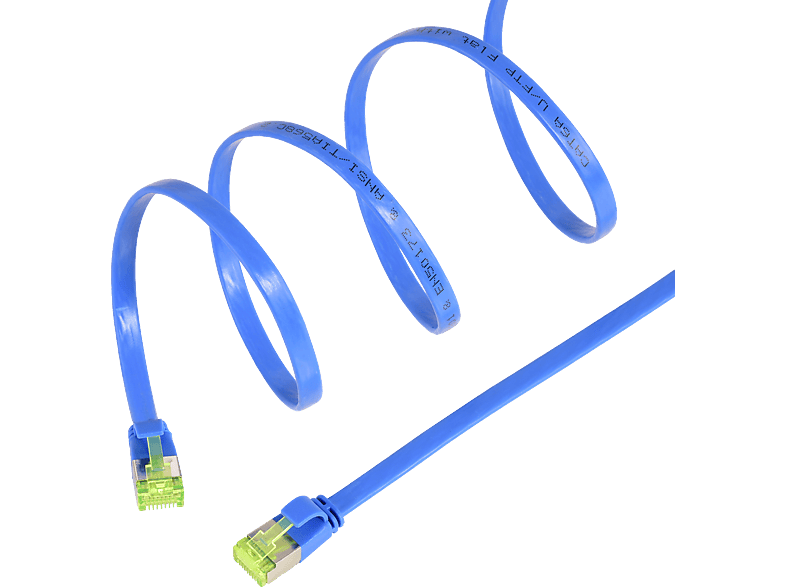 TPFNET 0,25m Patchkabel / Flachkabel U/FTP 10 GBit, blau, Netzwerkkabel, 0,25 m