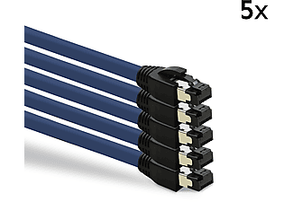 TPFNET 5er Pack 7,5m Patchkabel / Netzwerkkabel S/FTP 40 GBit, blau, Netzwerkkabel, 7,5 m