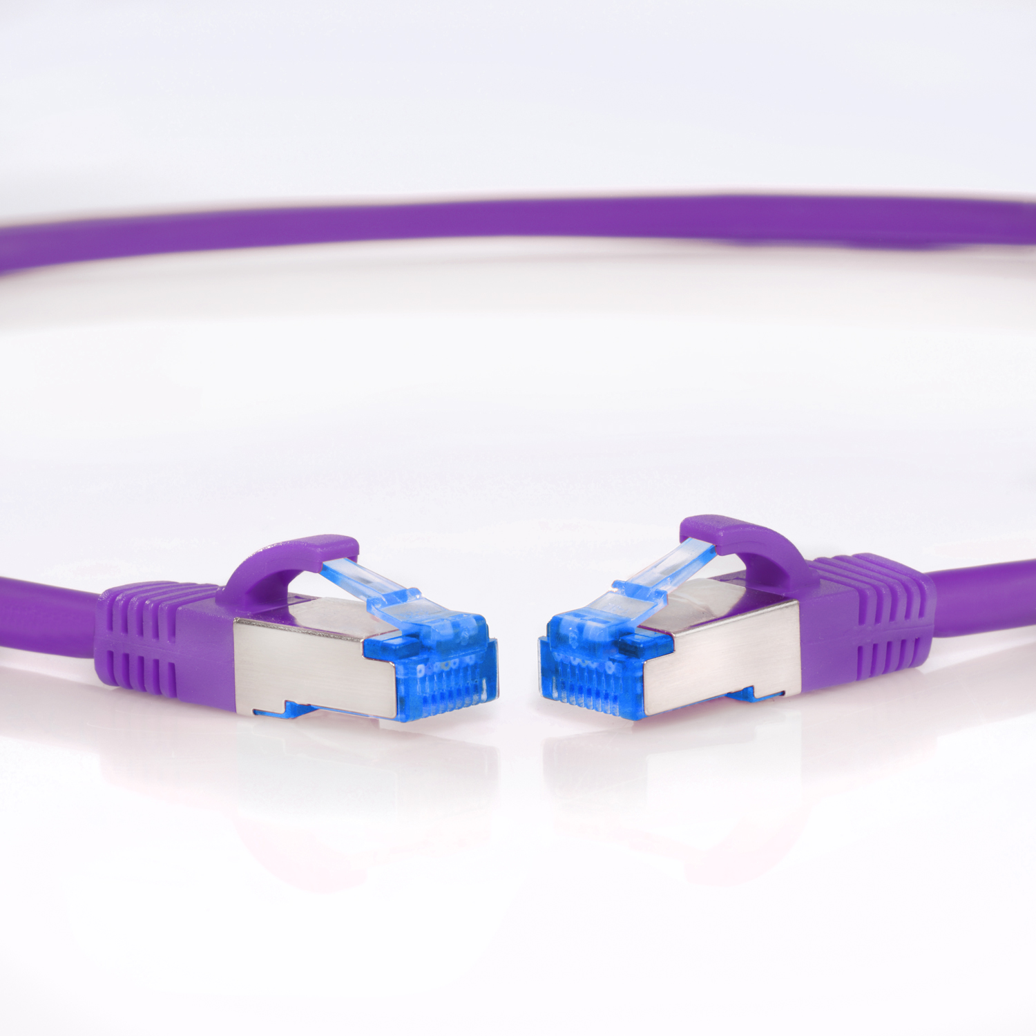 Pack 10GBit, 0,50m Patchkabel 5er Netzwerkkabel, / S/FTP 0,5 TPFNET m violett, Netzwerkkabel
