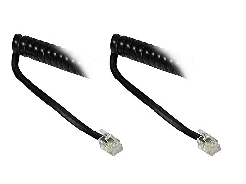 Pack TPFNET 5er schwarz, Premium (RJ10 Telefonhörer-Spiralkabel 2m Telefonhörerkabel, Schwarz / 4P4C),