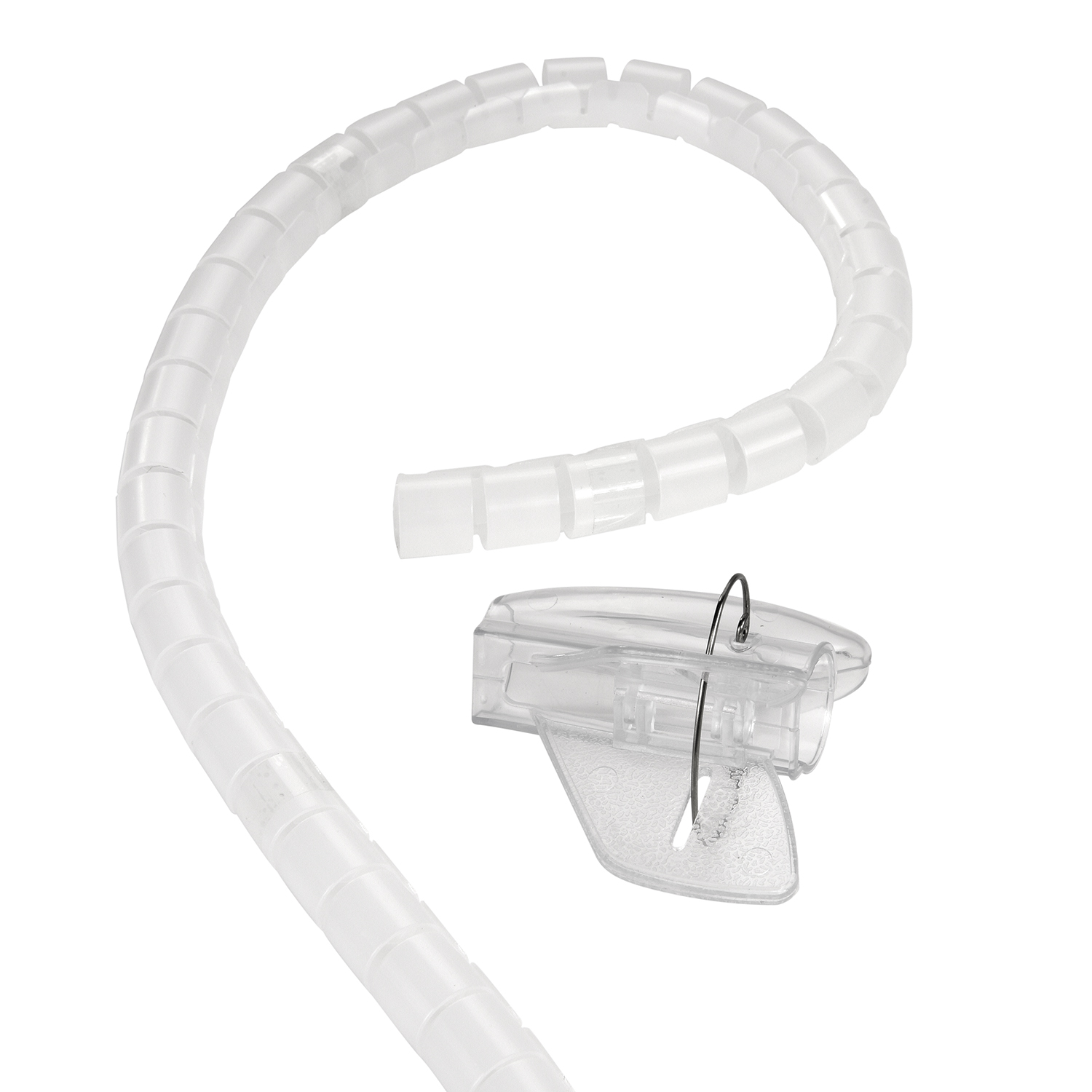 TPFNET Premium Spiral-Kabelschlauch 2,5m Einfädelhilfe, Kabelschlauch, 30mm, Transparent, mit Transparent
