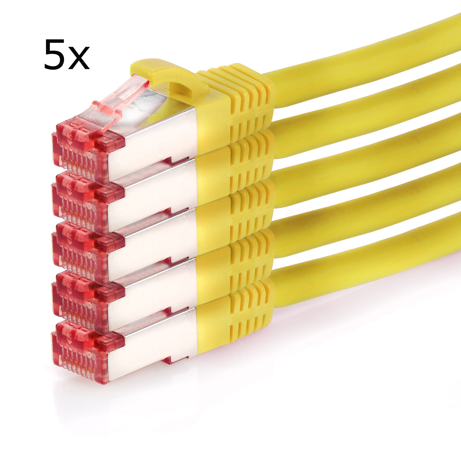 TPFNET 5er Pack m / Patchkabel Netzwerkkabel, Netzwerkkabel S/FTP 0,50m 1000Mbit, 0,5 gelb