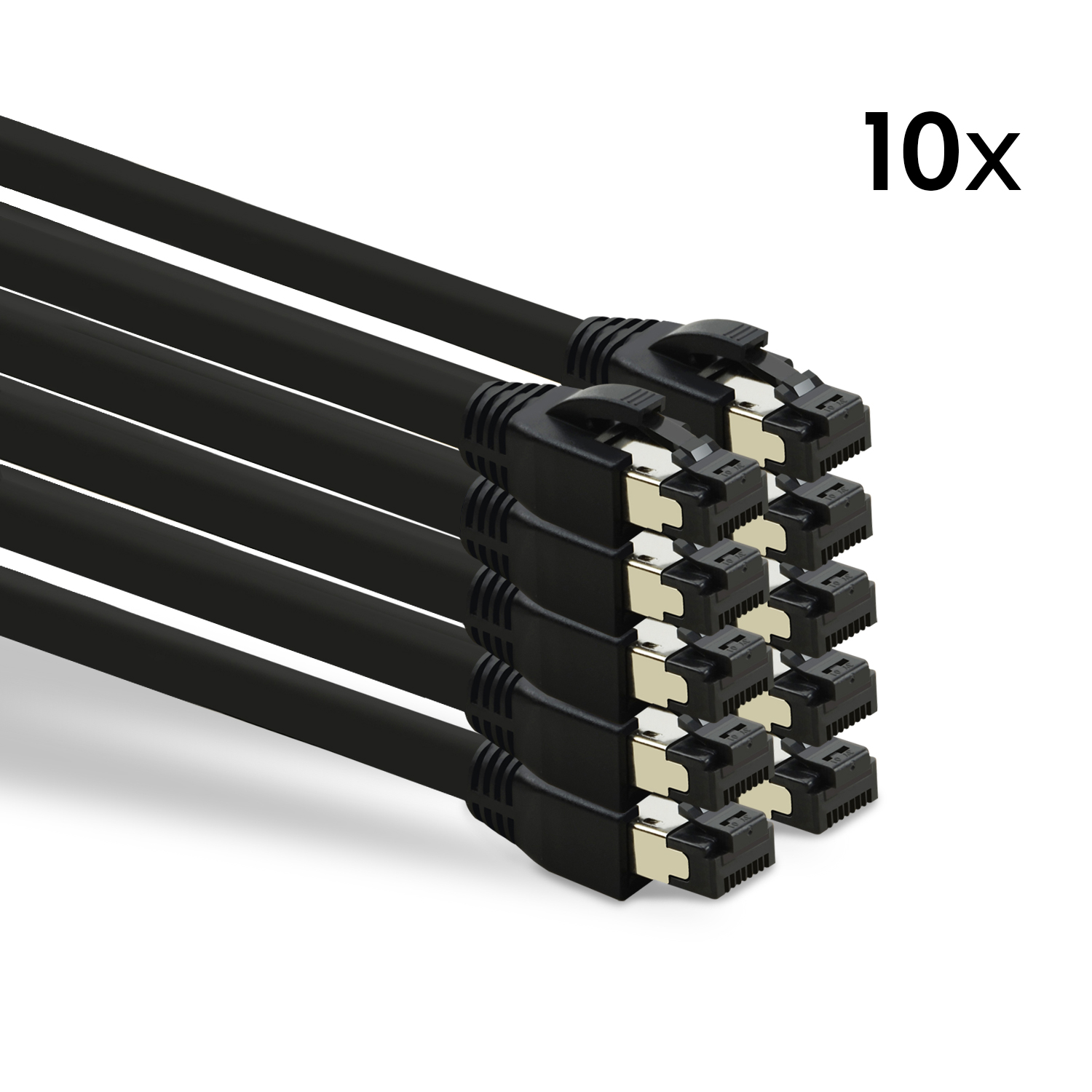 10er TPFNET 40 Pack Netzwerkkabel S/FTP GBit, 3 Netzwerkkabel, 3m schwarz, Patchkabel m /