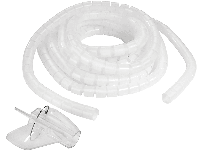 TPFNET Premium Spiral-Kabelschlauch 30mm, mit Einfädelhilfe, Transparent, 5m Kabelschlauch, Transparent