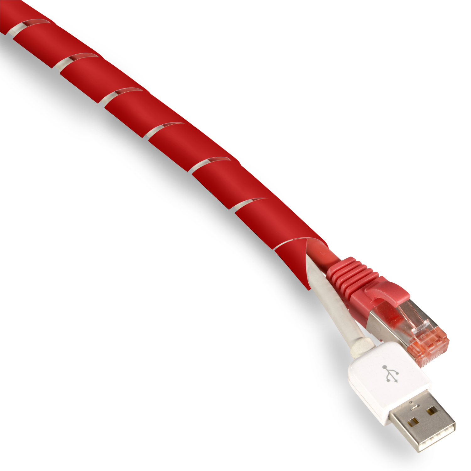 TPFNET 3er Pack Premium Spiral-Kabelschlauch Rot Kabelschlauch, 20-130mm, 10m Rot