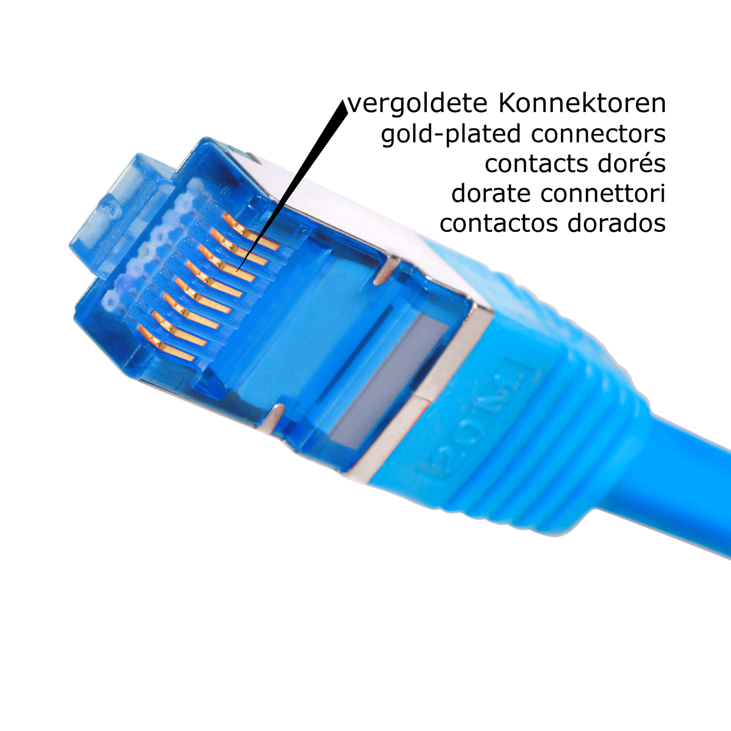 TPFNET 5er Pack 7,5m S/FTP m Patchkabel blau, Netzwerkkabel Netzwerkkabel, 10GBit, / 7,5