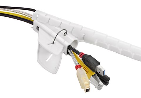 TPFNET Premium Spiral-Kabelschlauch 20mm, mit Einfädelhilfe, Weiß, 2,5m  Kabelschlauch, Weiß