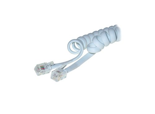 TPFNET 5er Pack Premium Weiß Telefonhörer-Spiralkabel 4P4C), weiß, (RJ10 / 4m Telefonhörerkabel