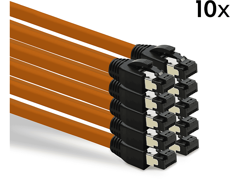 Netzwerkkabel, 10er 40 orange, / TPFNET 2 GBit, 2m m Netzwerkkabel Pack Patchkabel S/FTP