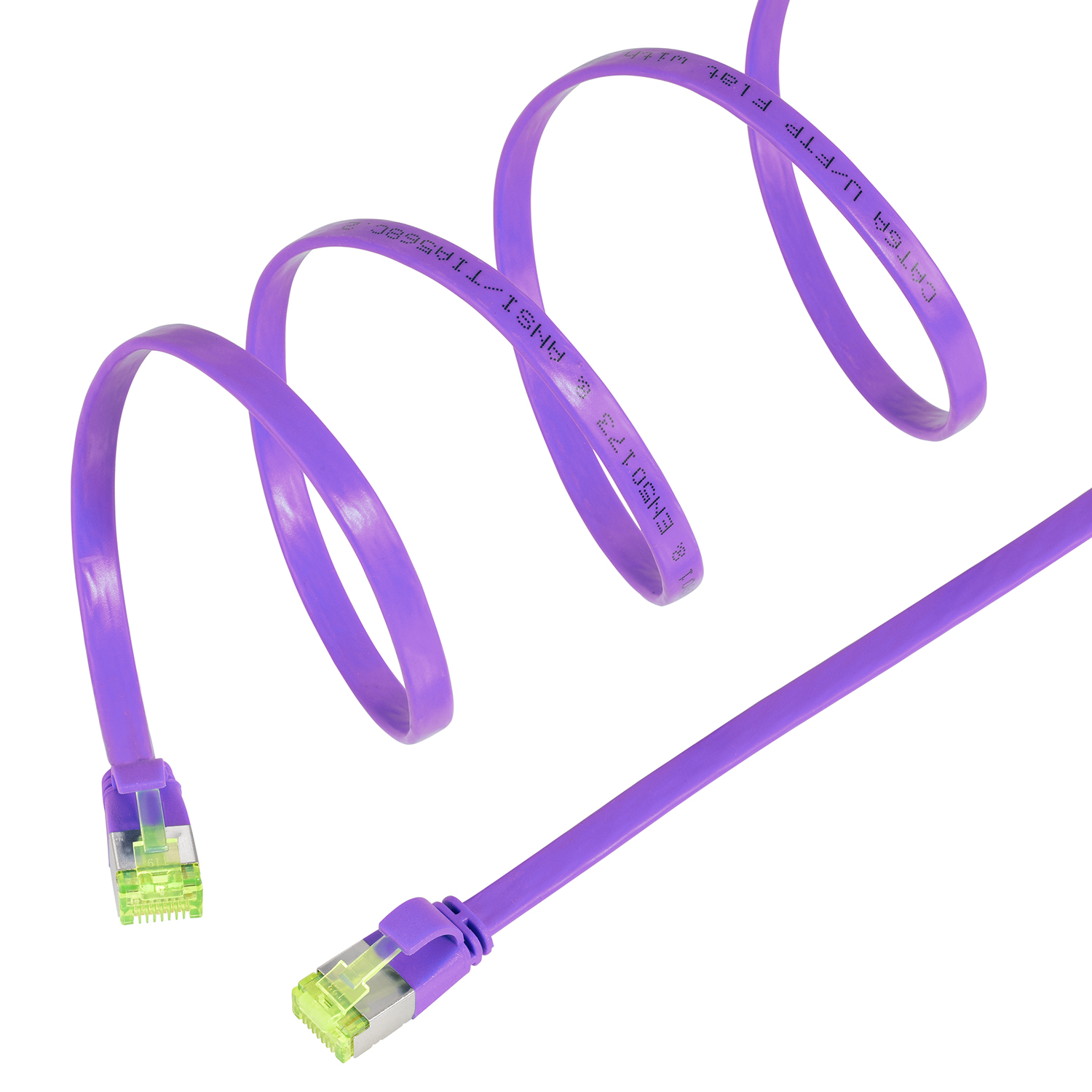 TPFNET 1,5m Patchkabel U/FTP 1,5 violett, / 10 GBit, m Netzwerkkabel, Flachkabel