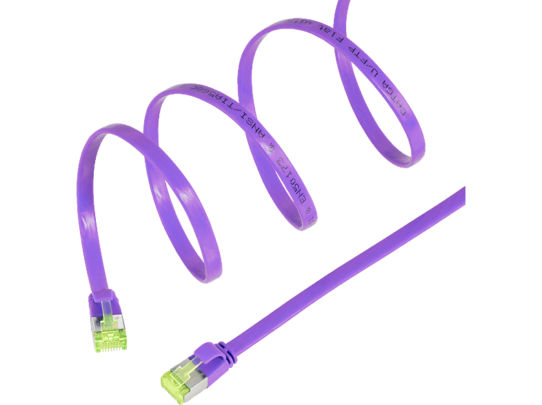 TPFNET 1,5m Patchkabel / Flachkabel U/FTP 10 GBit, violett, Netzwerkkabel, 1,5 m