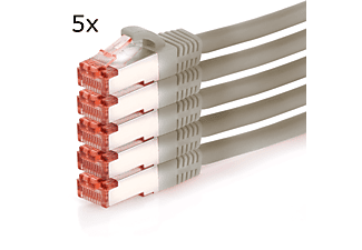 TPFNET 5er Pack 5m Patchkabel / Netzwerkkabel S/FTP 1000Mbit, grau, Netzwerkkabel, 5 m