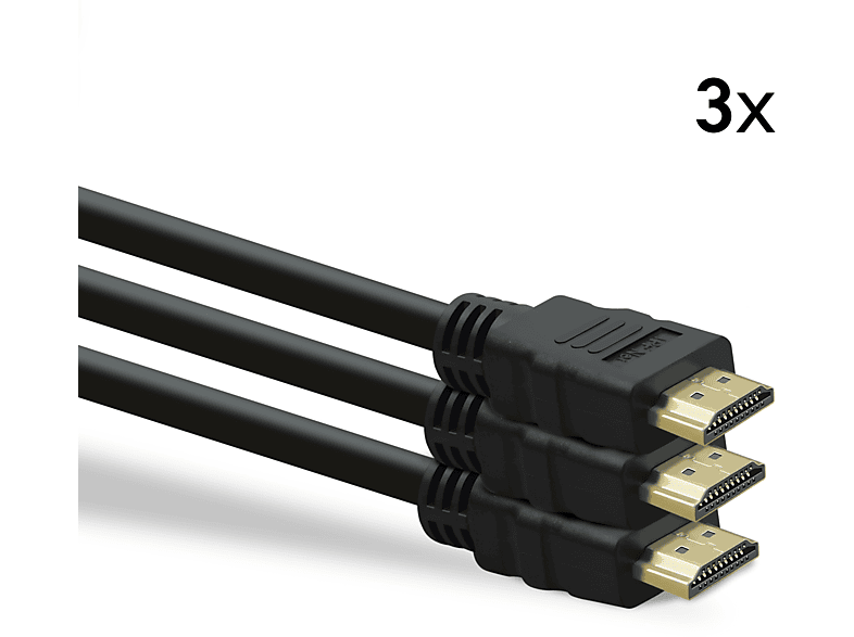 TPFNET 3er Pack Premium HDMI-Kabel abwärtskompatibel, mit Ethernet, Ultra HD, 8K, schwarz, 5m HDMI-Kabel, Schwarz