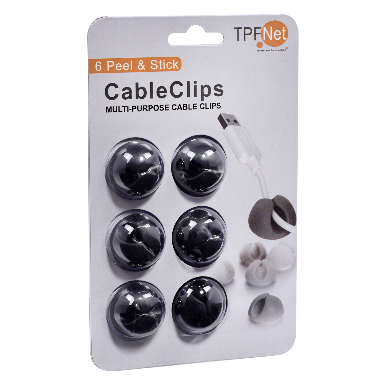 TPFNET Premium Cable schwarz Stück, 6 Clip, Schwarz Clip Cable