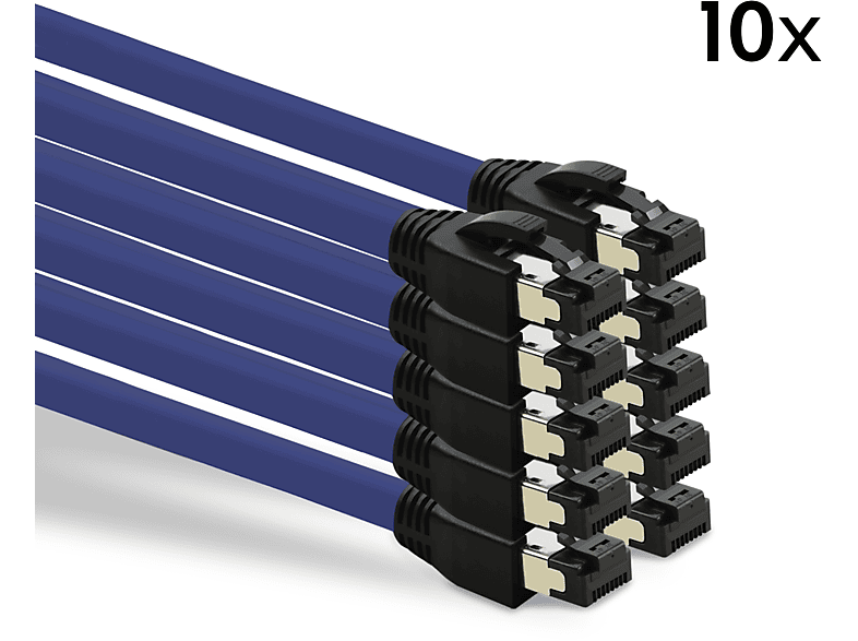 TPFNET 10er Pack 1,5m Patchkabel / Netzwerkkabel S/FTP 40 GBit, violett, Netzwerkkabel, 1,5 m