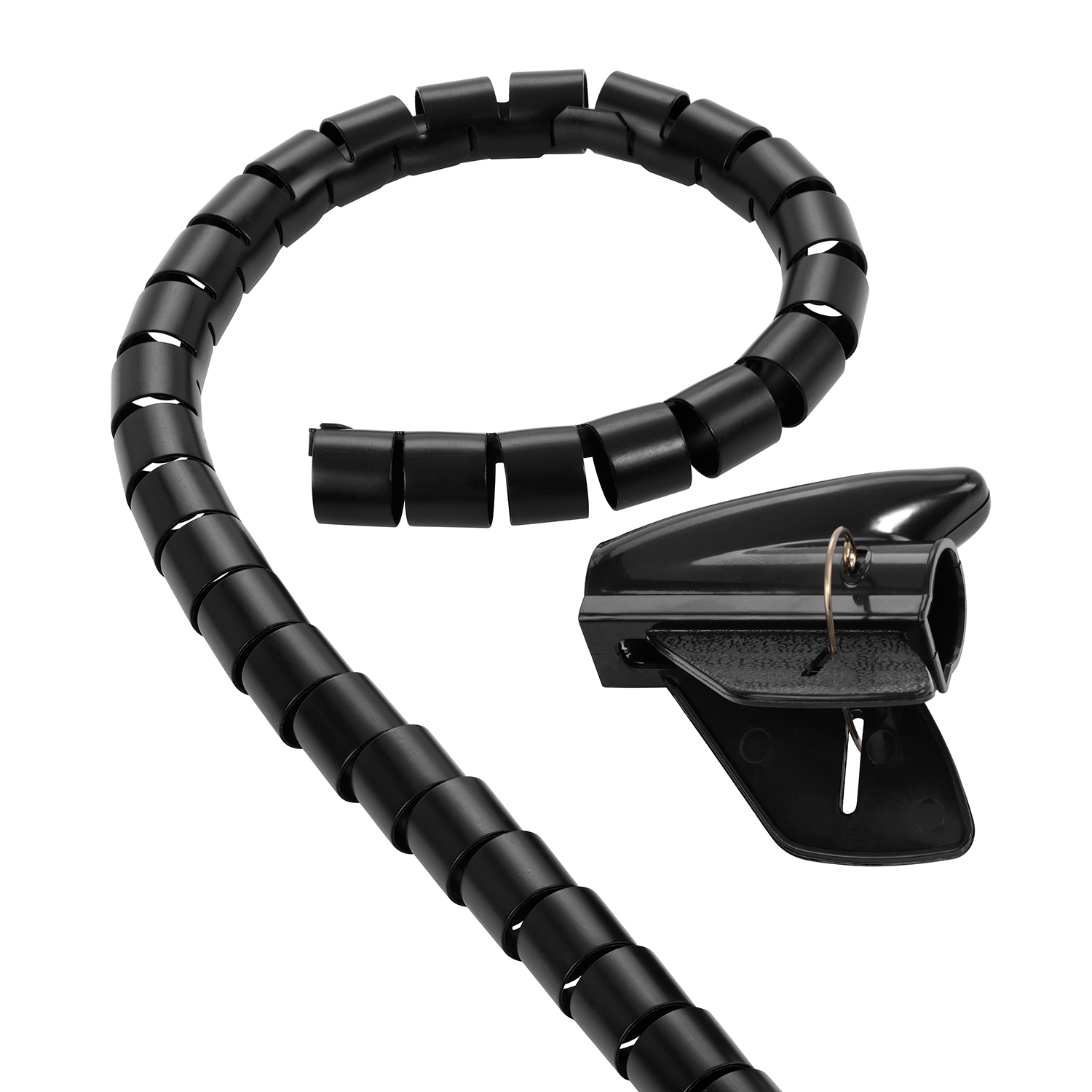 TPFNET Schwarz Premium Einfädelhilfe, 20mm, Schwarz, Spiral-Kabelschlauch 1,5m Kabelschlauch, mit