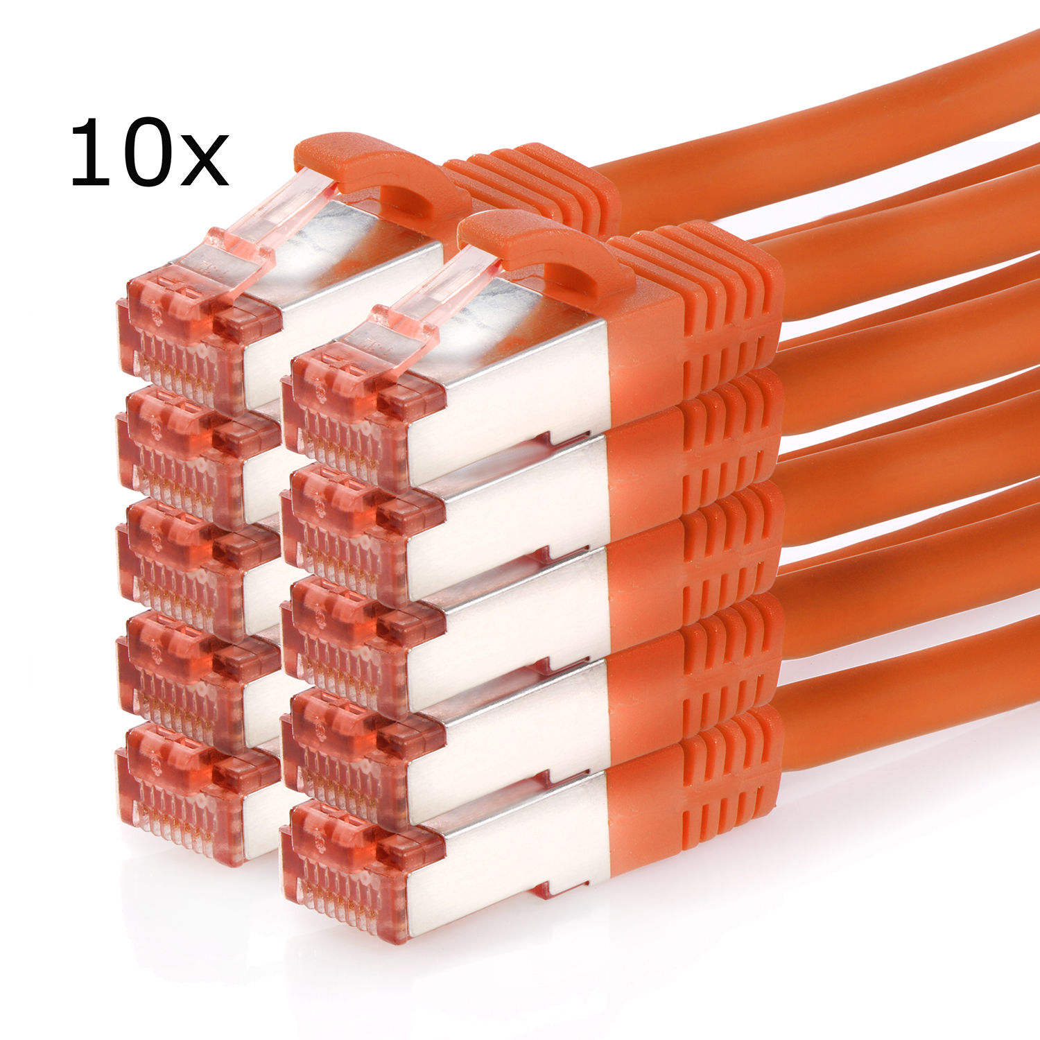 orange, 10er Patchkabel / TPFNET S/FTP Netzwerkkabel 1,5 Netzwerkkabel, 1,5m m 1000Mbit, Pack