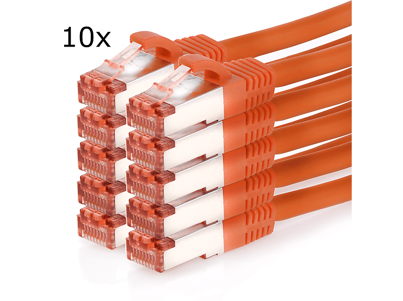 orange, 10er Patchkabel / TPFNET S/FTP Netzwerkkabel 1,5 Netzwerkkabel, 1,5m m 1000Mbit, Pack