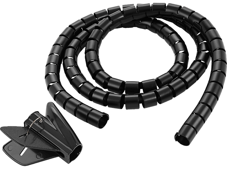 Spiral-Kabelschlauch mit Schwarz Kabelschlauch, 30mm, 2,5m Schwarz, Premium Einfädelhilfe, TPFNET