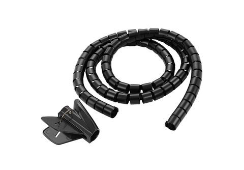 TPFNET Premium Spiral-Kabelschlauch 30mm, mit Einfädelhilfe, Schwarz, 2m  Kabelschlauch, Schwarz