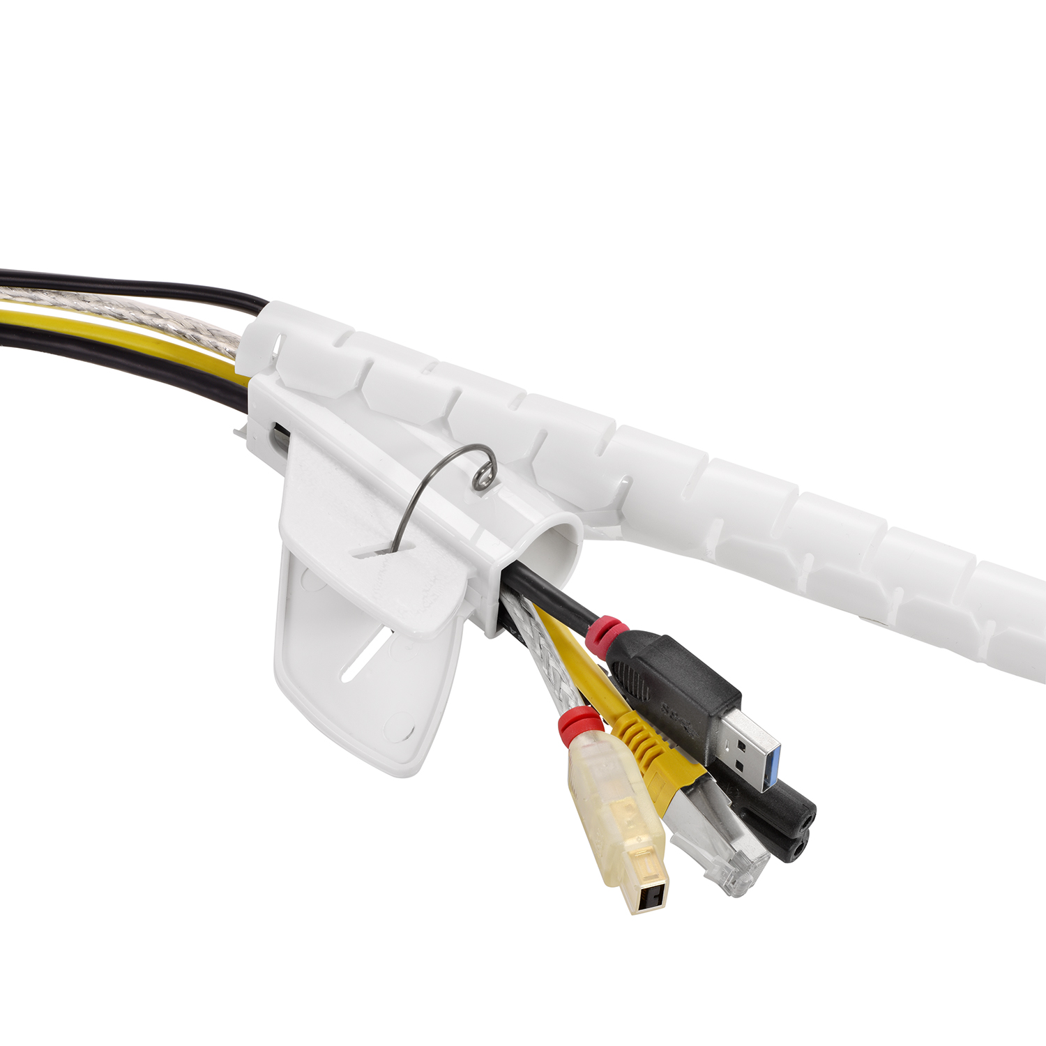 Spiral-Kabelschlauch Premium 5m Einfädelhilfe, Weiß mit 20mm, Weiß, Kabelschlauch, TPFNET