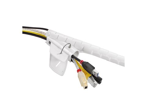 TPFNET Premium Spiral-Kabelschlauch 30mm, mit Einfädelhilfe, Weiß