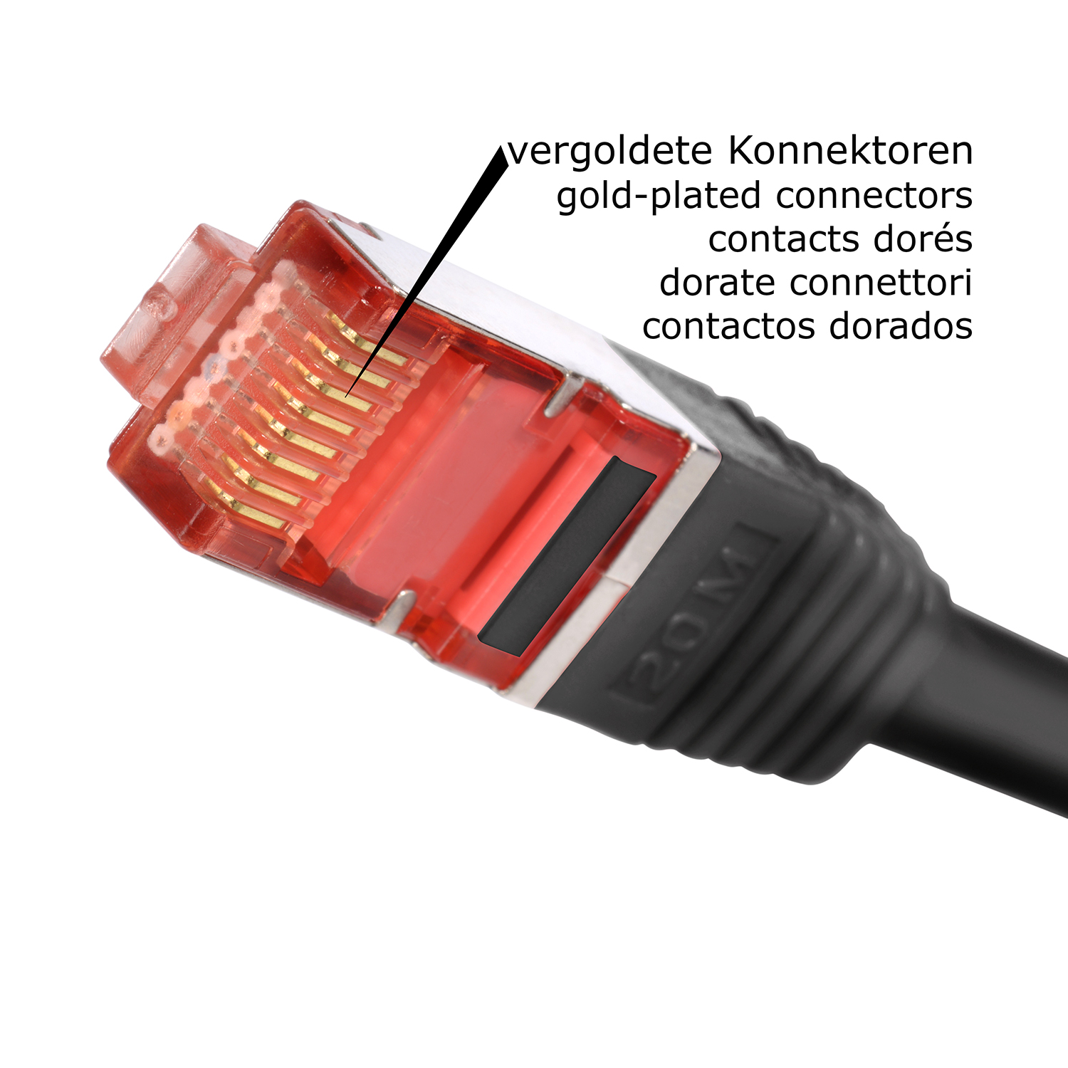 TPFNET 20m Netzwerkkabel, / schwarz, Patchkabel m 20 S/FTP Netzwerkkabel 1000Mbit