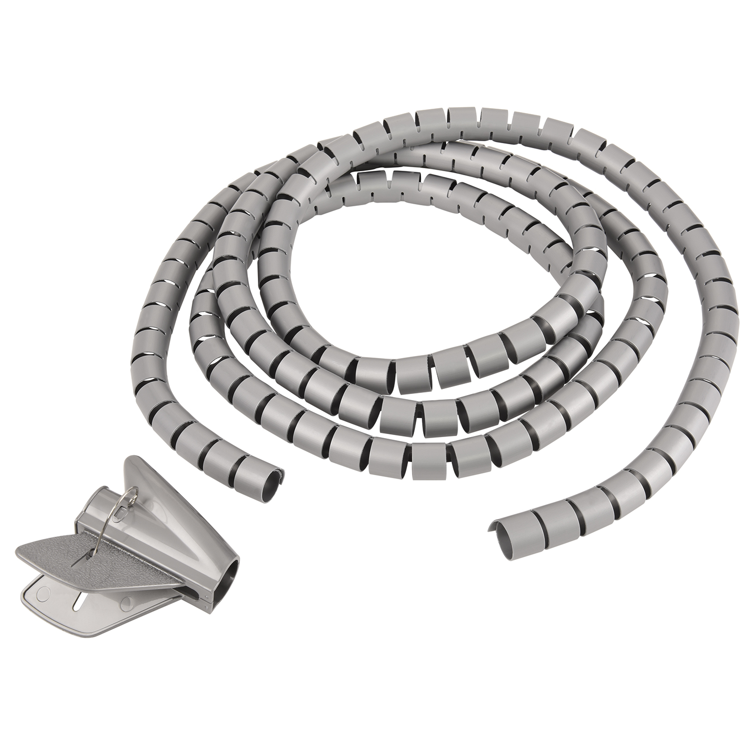 TPFNET Premium Spiral-Kabelschlauch 30mm, Einfädelhilfe, Silber, mit Kabelschlauch, Silber 2,5m