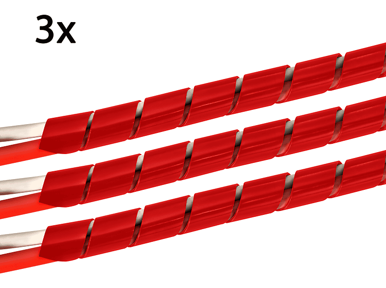 TPFNET 3er Pack Premium Spiral-Kabelschlauch 20-130mm, Rot, 10m Kabelschlauch, Rot | Kabelkanäle