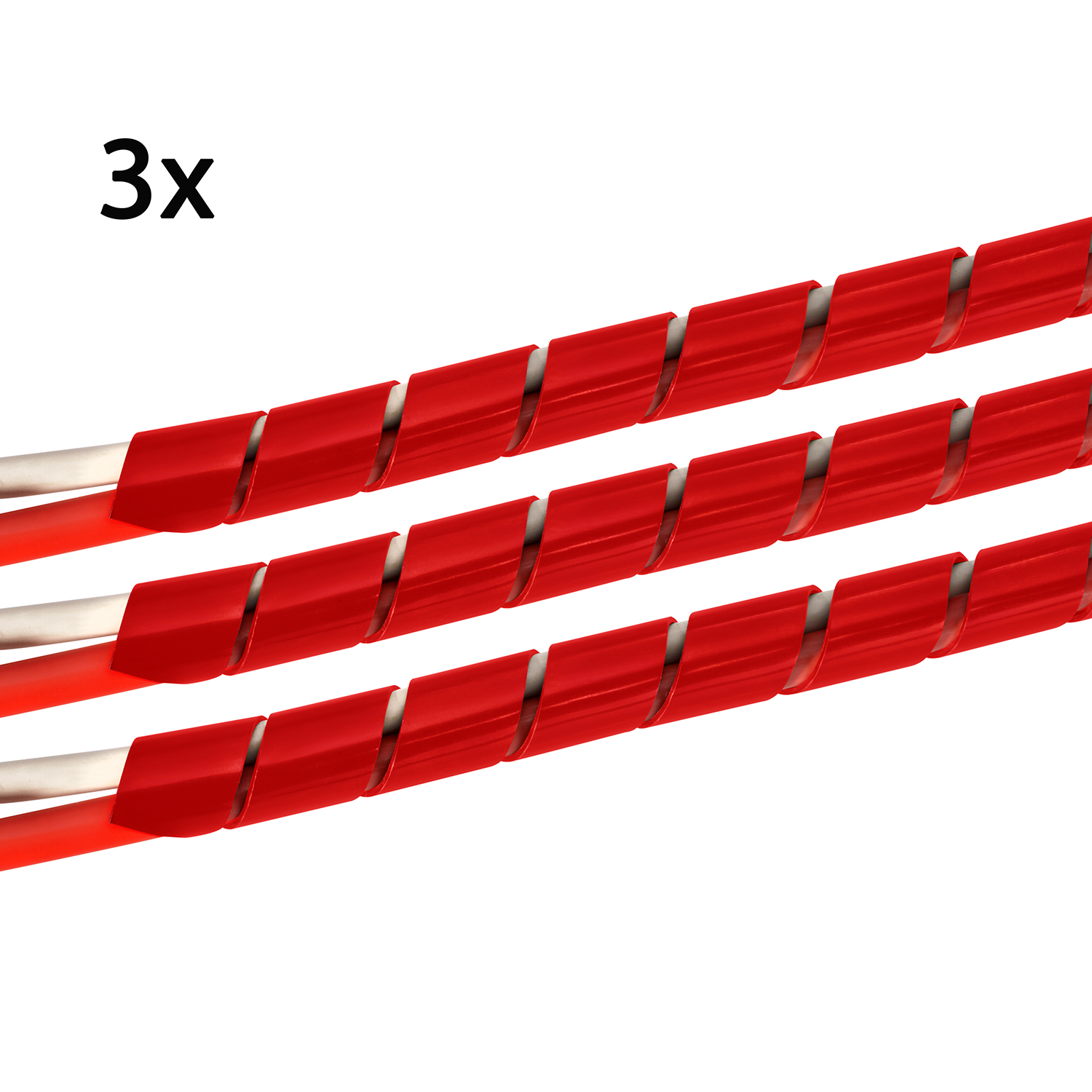 TPFNET 3er Pack Premium Kabelschlauch, 10m Rot Spiral-Kabelschlauch Rot, 4-50mm
