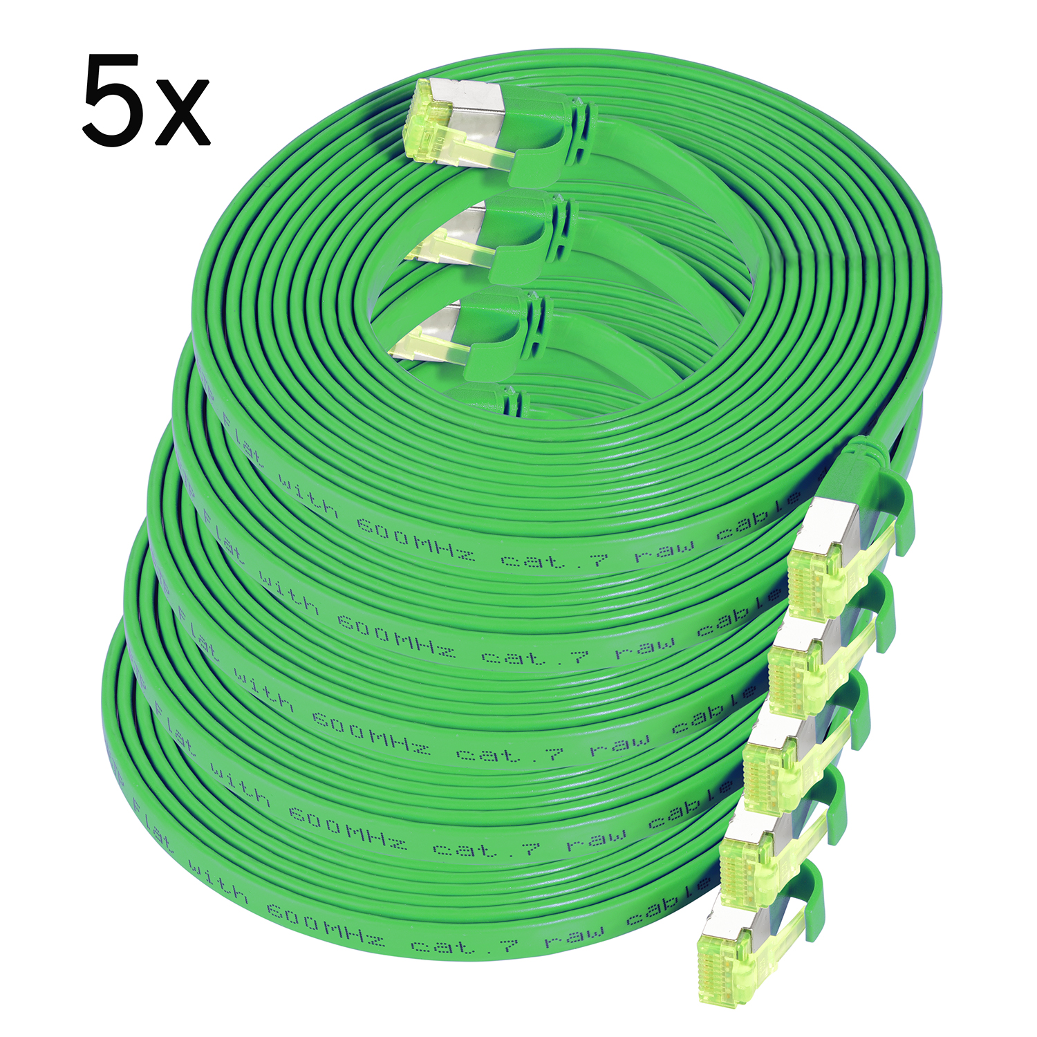 TPFNET 5er Pack 1m Patchkabel grün, / 10 U/FTP Netzwerkkabel, m Flachkabel 1 GBit