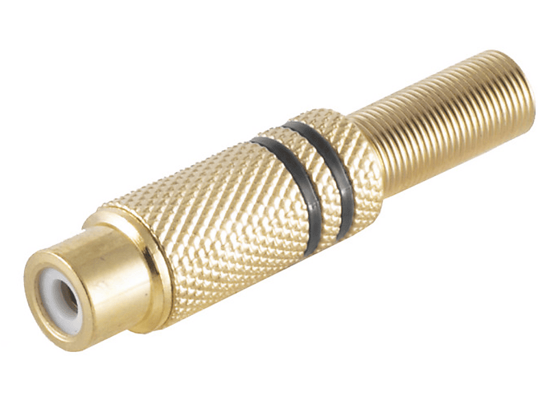 SHIVERPEAKS Cinchkupplung Metall vergoldet, 6mm, schwarz, Stecker/ Adapter