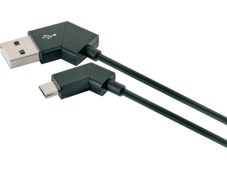 SCHWAIGER -LKW120M 533-, Micro USB Sync & Ladekabel, drehbar USB 2.0 A Stecker zu  USB Micro B Stecker, 1,2 m, Schwarz