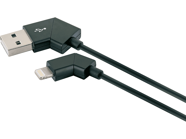 SCHWAIGER -LKW120L 533-, Apple Lightning Sync & Ladekabel drehbar USB 2.0 A Stecker zu  Apple Lightning Stecker, 1,2 m, Schwarz