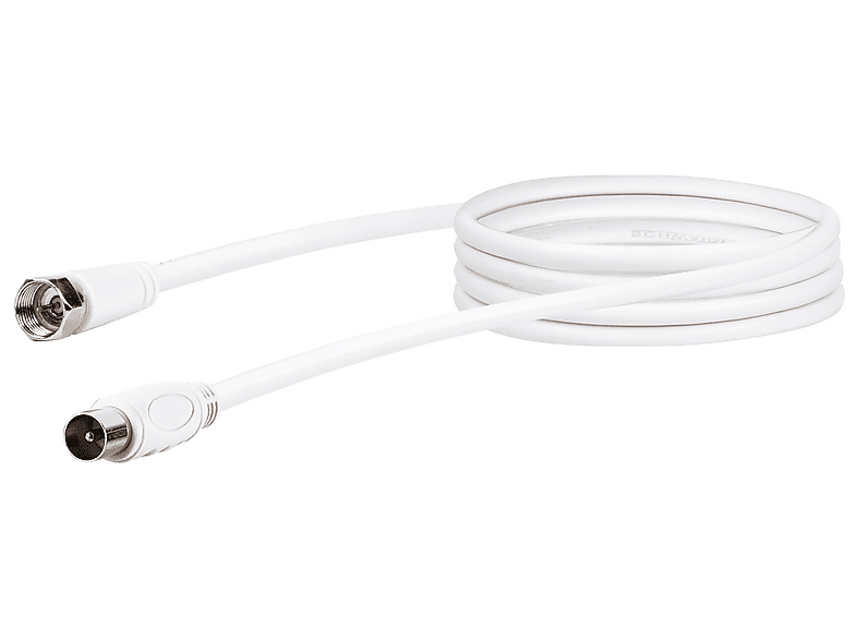 SCHWAIGER SAT-Anschlusskabel 3 M – 110 DB Schirmung, 4-fach Geschirmt, Mit 90° Winkelstecker, Weiß